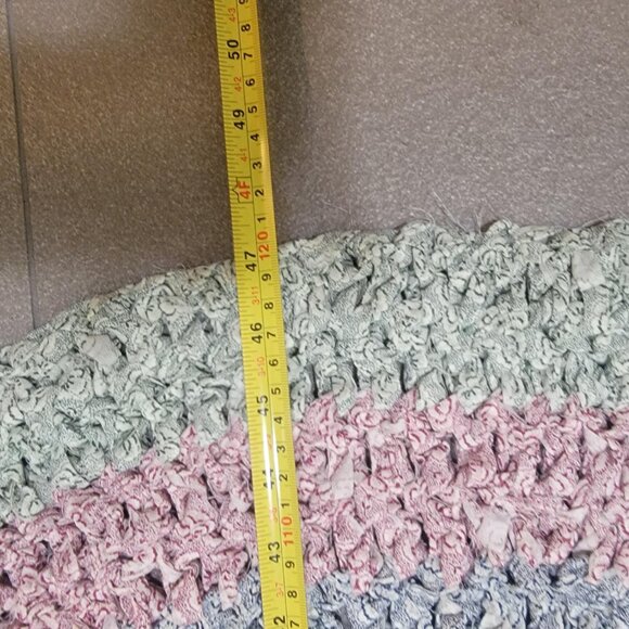 Antique Vintage Folk Art Textiles Handmade Heart Shaped Area Rag Rug 38 x 47 - Picture 8 of 8